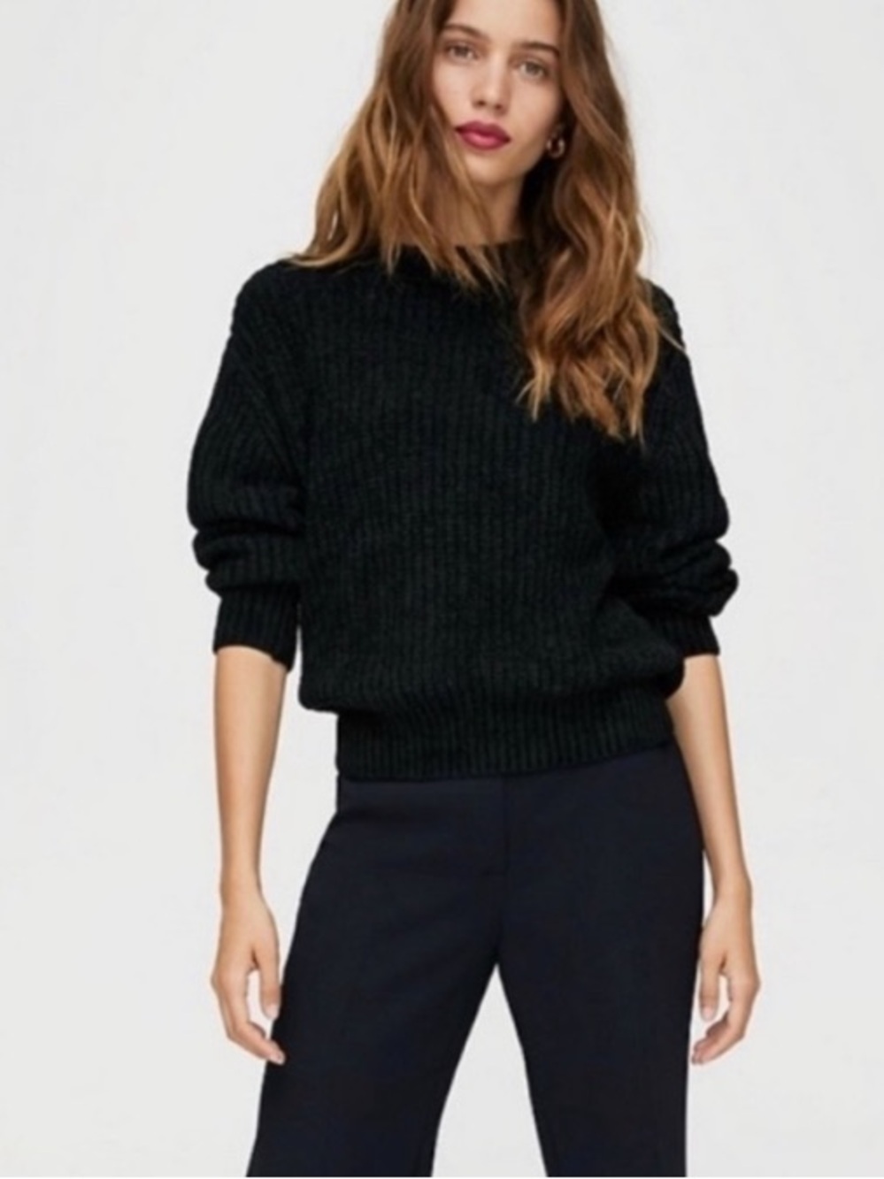Aritzia Wilfred Black Salette Chenille High Neck Sweater Small